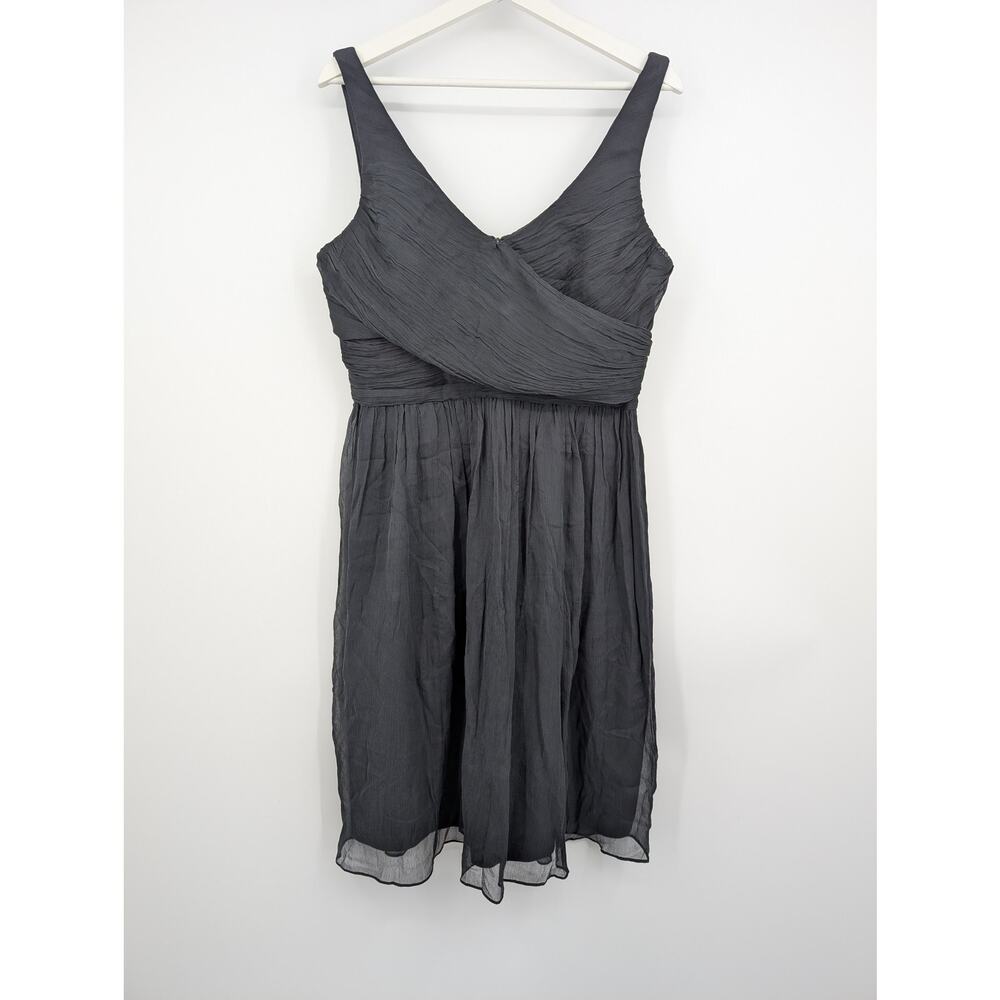 NWT J Crew 100% Silk Black Crepe Tank Drape Dress Women's 14 Tall Closet Staple
